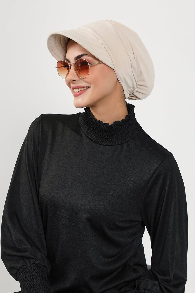 Modest Visor Turban Hat for Women, Quick Dry Swim-Friendly Hijab Cap, Lightweight Modest Beach Hat,B-73SN