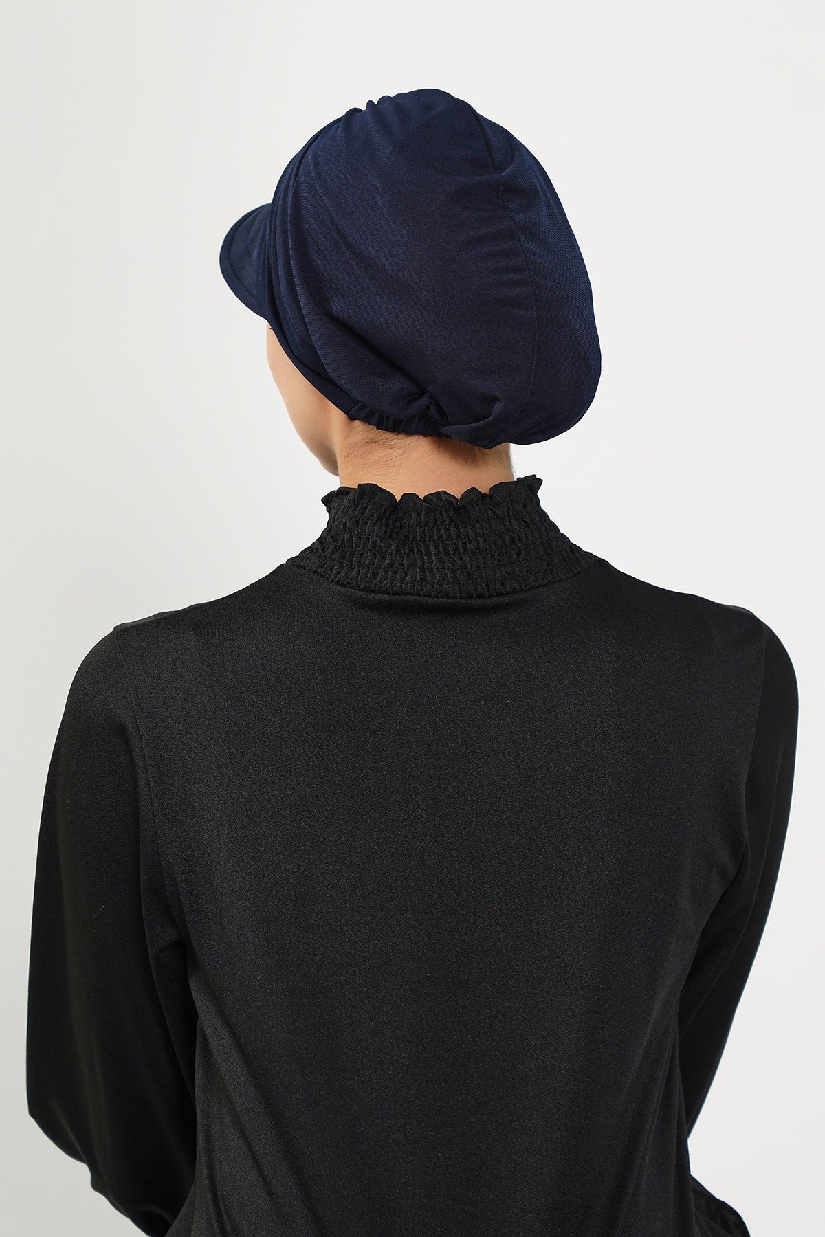 Modest Visor Turban Hat for Women, Quick Dry Swim-Friendly Hijab Cap, Lightweight Modest Beach Hat,B-73SN Navy Blue