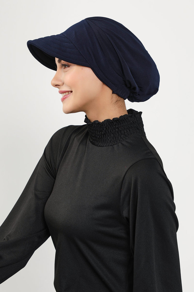 Modest Visor Turban Hat for Women, Quick Dry Swim-Friendly Hijab Cap, Lightweight Modest Beach Hat,B-73SN