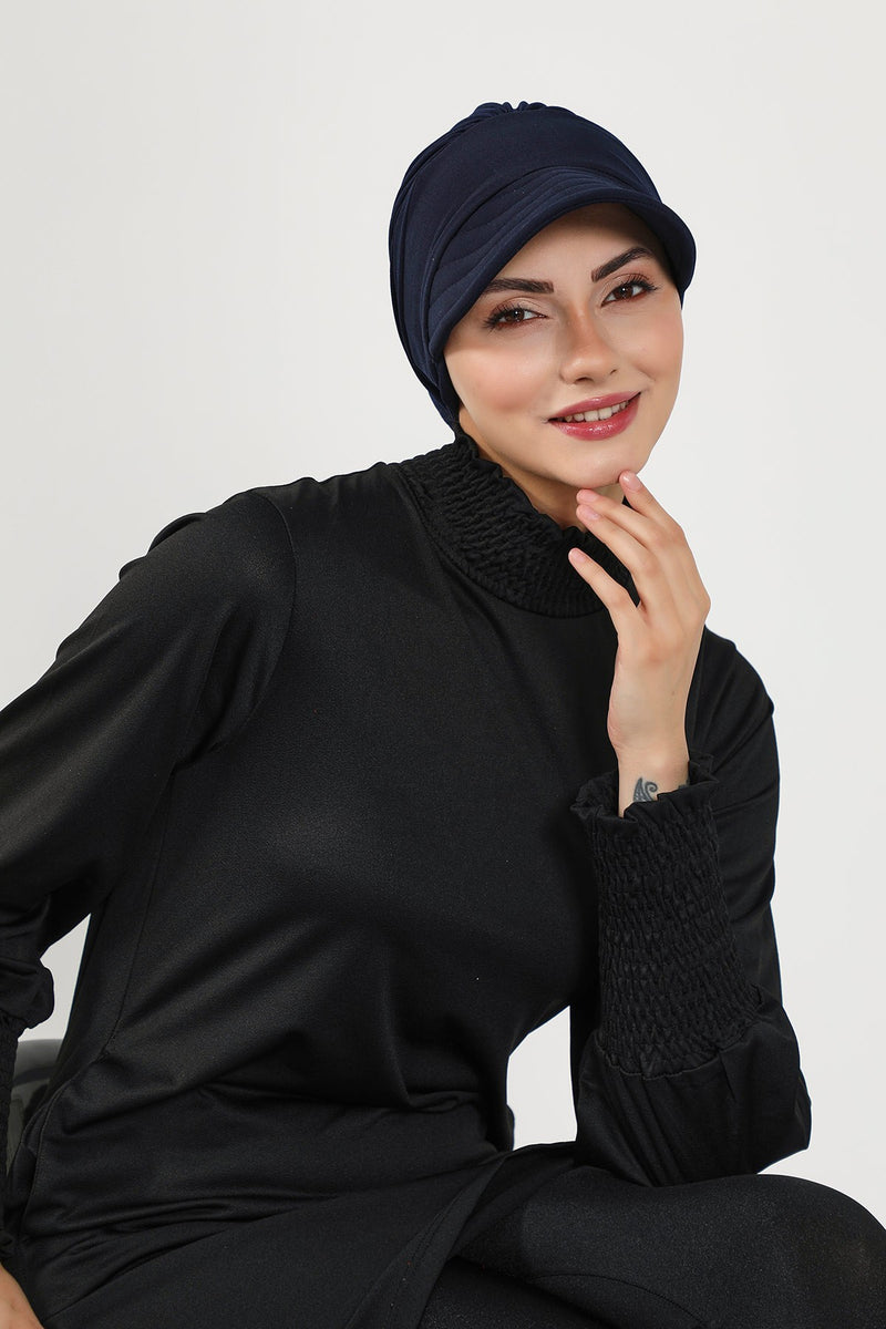 Modest Visor Turban Hat for Women, Quick Dry Swim-Friendly Hijab Cap, Lightweight Modest Beach Hat,B-73SN