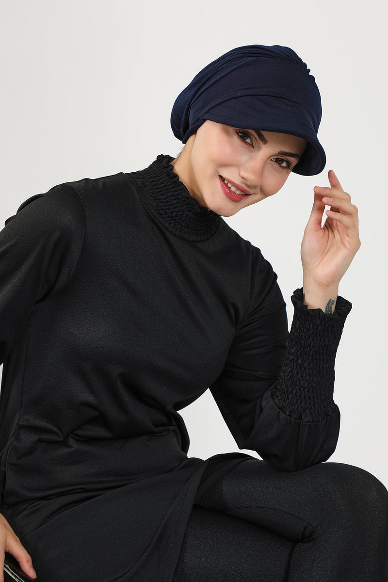 Modest Visor Turban Hat for Women, Quick Dry Swim-Friendly Hijab Cap, Lightweight Modest Beach Hat,B-73SN