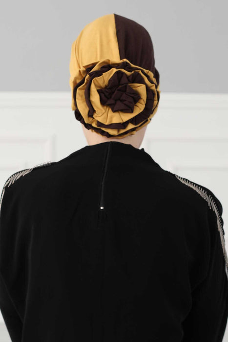 Multicolor Instant Cotton Scarf Head Wrap Scarfs For Women Hat Rose Detail Bonnet Cap,B-28