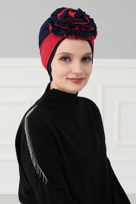 Multicolor Instant Cotton Scarf Head Wrap Scarfs For Women Hat Rose Detail Bonnet Cap,B-28