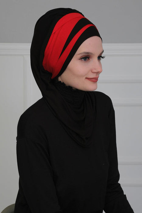 Multicolor Instant Turban Cotton Scarf Head Turbans For Women, Two Colours Cotton Instant Turban Headwear with Elegant Design,HT-80