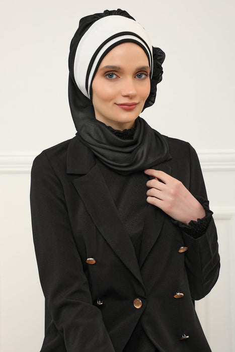 Zwei Farben Instant Turban Leichter mehrfarbiger Chiffon-Schal-Kopf-Turbane für Frauen-Kopfbedeckungen Stilvolles elegantes Design, HT-86