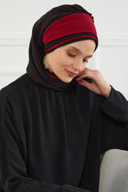 Multicolor Instant Turban Cotton Scarf Head Turbans with Unique Accessories For Women Headwear Stylish Elegant Design,HT-86 Black - White