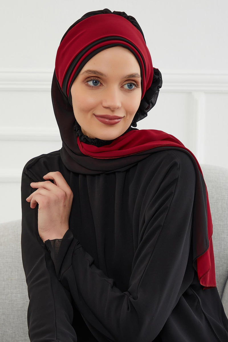 Multicolor Instant Turban Cotton Scarf Head Turbans with Unique Accessories For Women Headwear Stylish Elegant Design,HT-86 Black - White