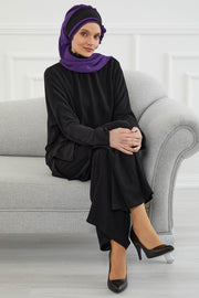 Multicolor Instant Turban Cotton Scarf Head Turbans with Unique Accessories For Women Headwear Stylish Elegant Design,HT-86 Damson - Black