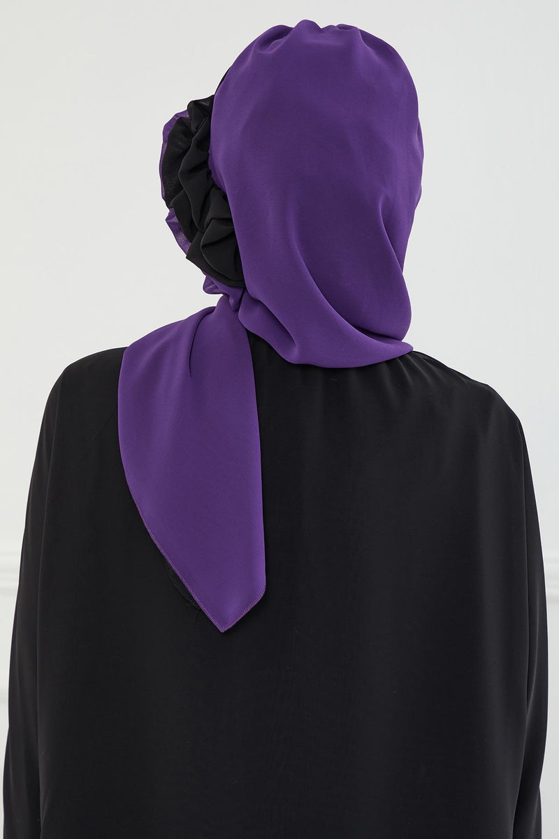 Multicolor Instant Turban Cotton Scarf Head Turbans with Unique Accessories For Women Headwear Stylish Elegant Design,HT-86 Damson - Black