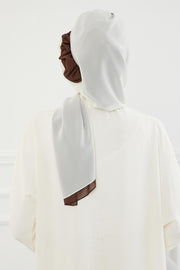 Multicolor Instant Turban Cotton Scarf Head Turbans with Unique Accessories For Women Headwear Stylish Elegant Design,HT-86 Ivory - Brown