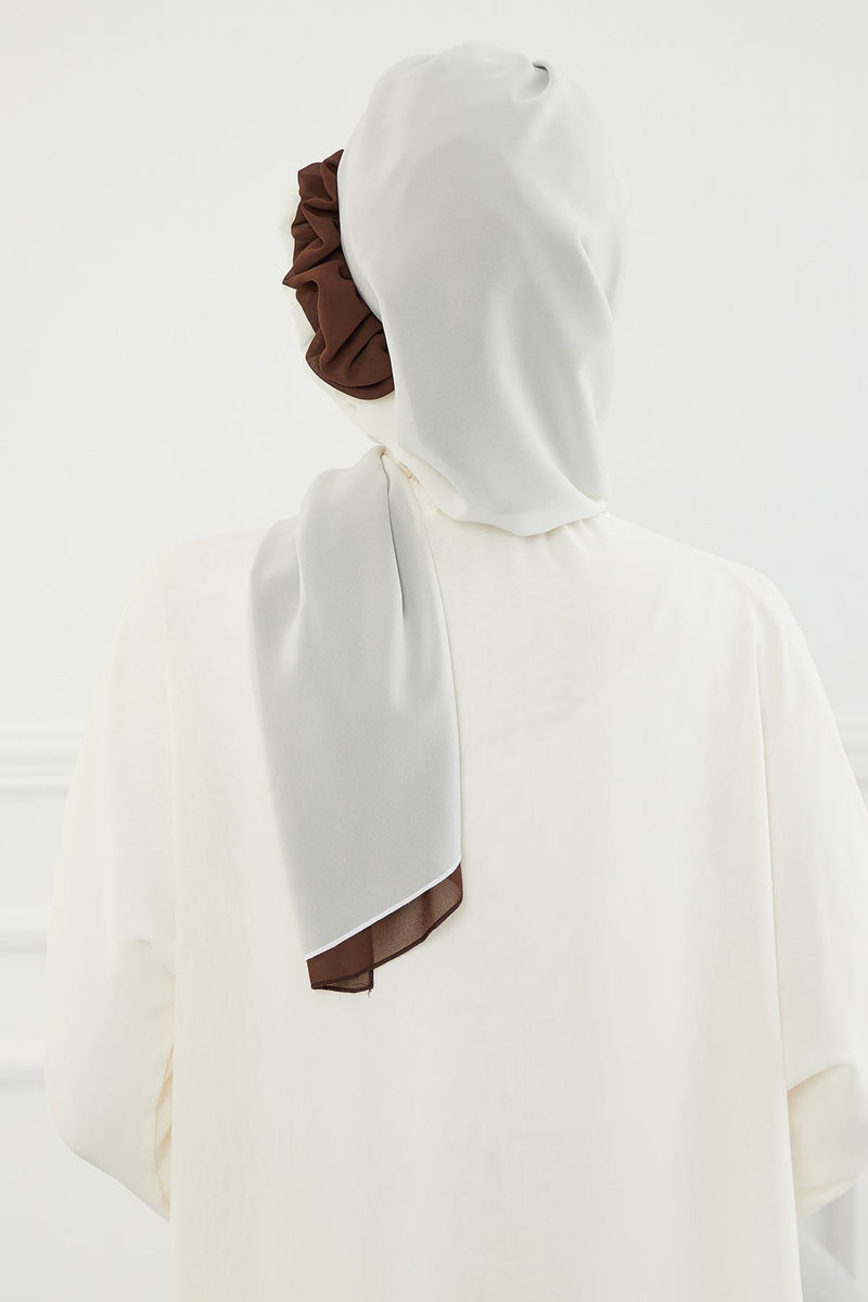 Multicolor Instant Turban Cotton Scarf Head Turbans with Unique Accessories For Women Headwear Stylish Elegant Design,HT-86 Ivory - Brown