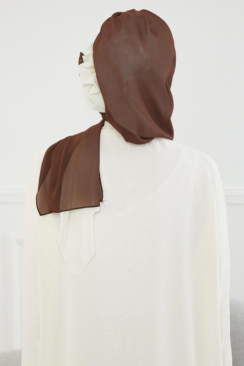 Multicolor Instant Turban Cotton Scarf Head Turbans with Unique Accessories For Women Headwear Stylish Elegant Design,HT-86 Brown - Ivory