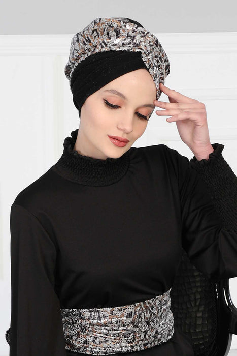 Multicolor Instant Turban Polyester Scarf Head Wrap Lightweight Hat Bonnet Cap for Women,B-9PB1
