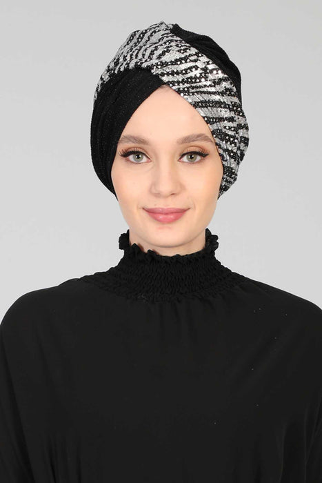 Multicolor Instant Turban Polyester Scarf Head Wrap Lightweight Hat Bonnet Cap for Women,B-9PB1