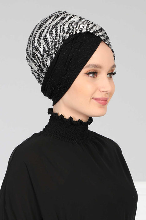 Multicolor Instant Turban Polyester Scarf Head Wrap Lightweight Hat Bonnet Cap for Women,B-9PB1