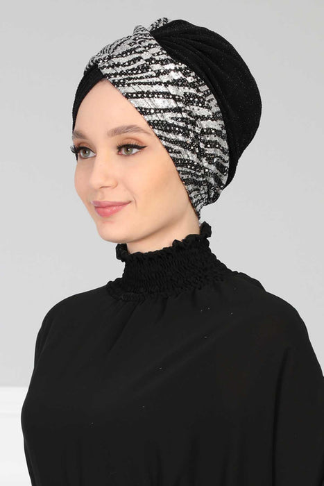 Multicolor Instant Turban Polyester Scarf Head Wrap Lightweight Hat Bonnet Cap for Women,B-9PB1