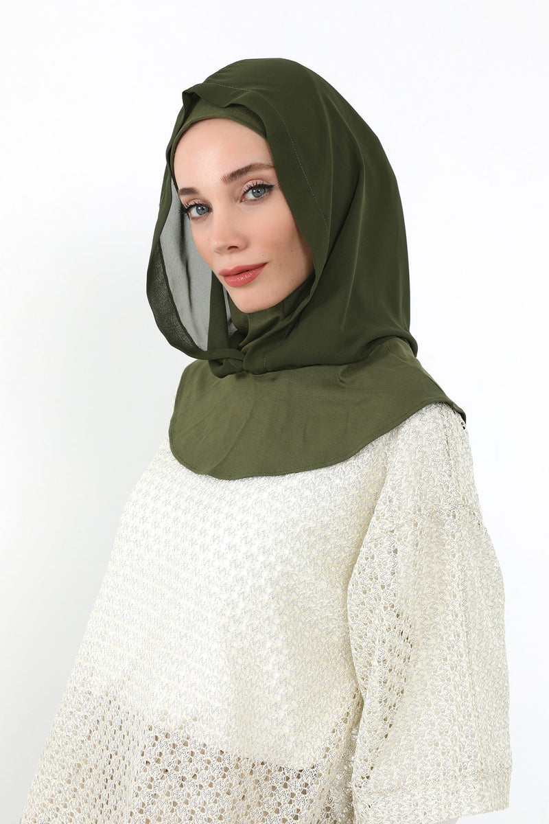 Neck-Covering Jersey Bonnet with Chiffon Hood, Full-Coverage Bonnet with Lightweight Chiffon Hood,B-95