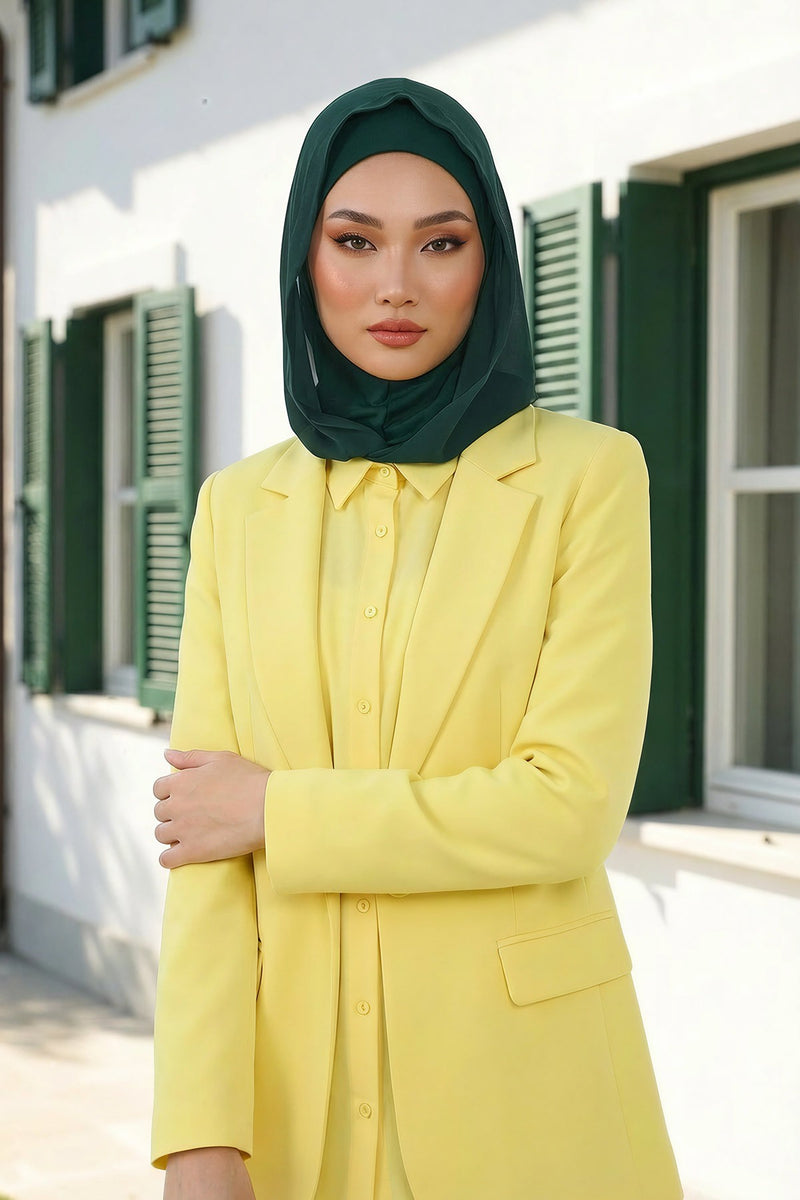 Neck-Covering Jersey Bonnet with Chiffon Hood, Full-Coverage Bonnet with Lightweight Chiffon Hood,B-95