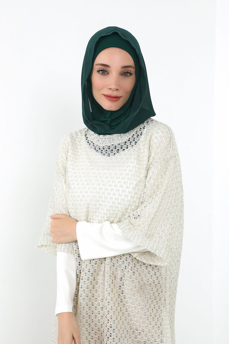 Neck-Covering Jersey Bonnet with Chiffon Hood, Full-Coverage Bonnet with Lightweight Chiffon Hood,B-95