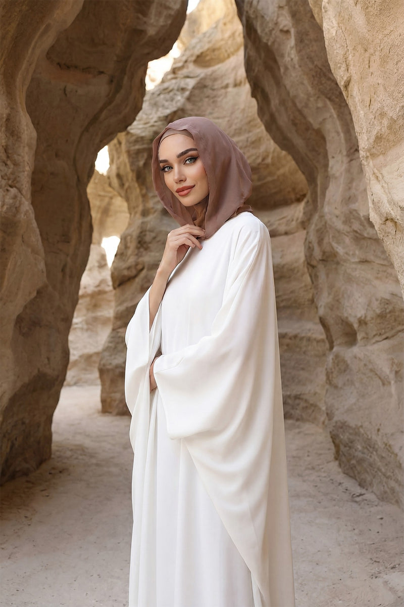 Neck-Covering Jersey Bonnet with Chiffon Hood, Full-Coverage Bonnet with Lightweight Chiffon Hood,B-95