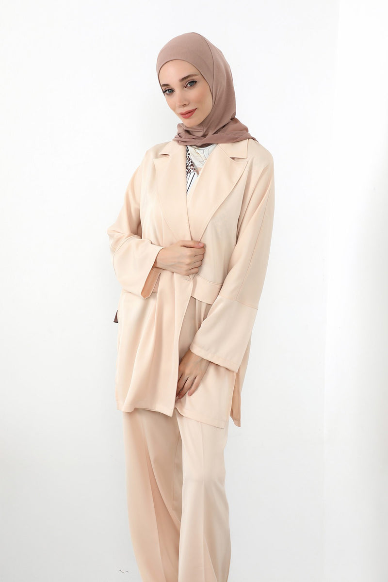 Neck-Covering Jersey Bonnet with Chiffon Hood, Full-Coverage Bonnet with Lightweight Chiffon Hood,B-95