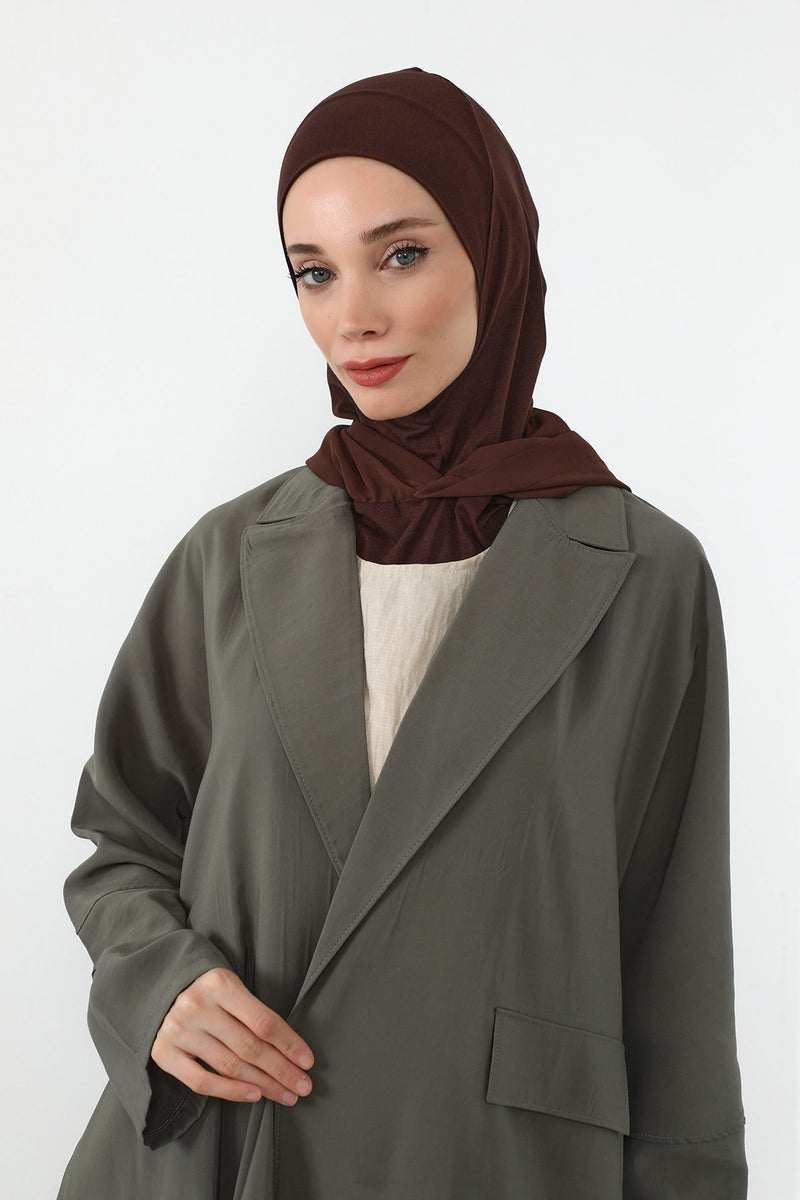 Neck-Covering Jersey Bonnet with Chiffon Hood, Full-Coverage Bonnet with Lightweight Chiffon Hood,B-95
