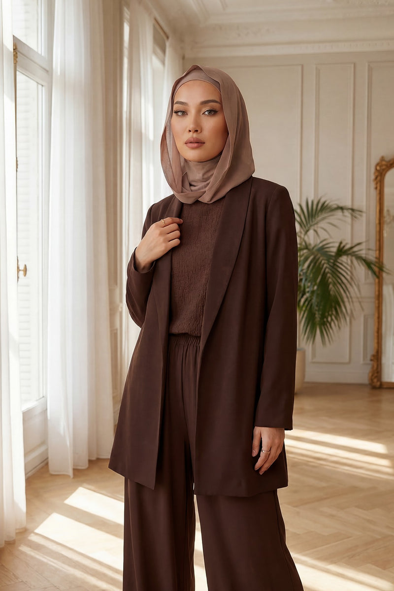 Neck-Covering Jersey Bonnet with Chiffon Hood, Full-Coverage Bonnet with Lightweight Chiffon Hood,B-95