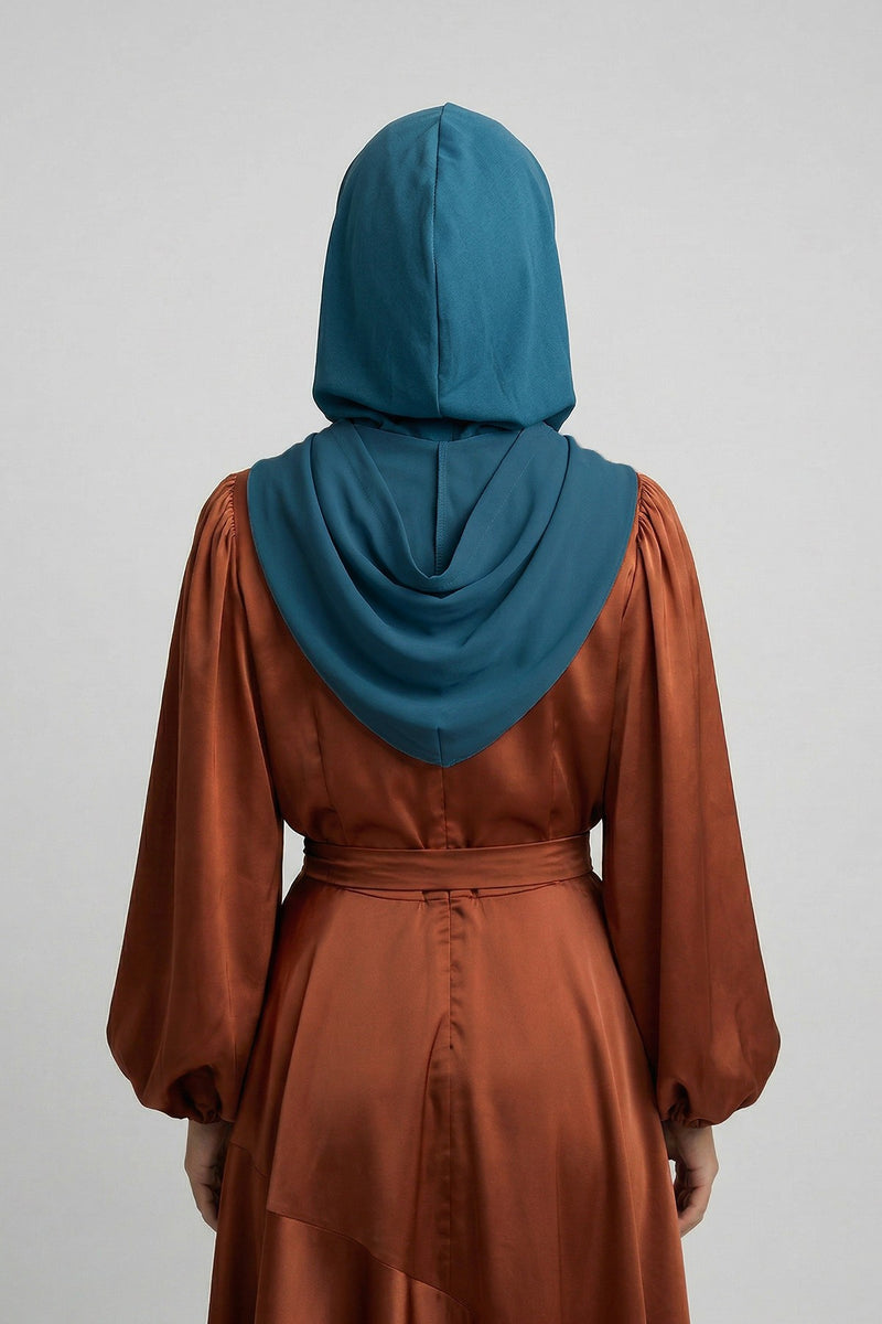 Neck-Covering Jersey Bonnet with Chiffon Hood, Full-Coverage Bonnet with Lightweight Chiffon Hood,B-95