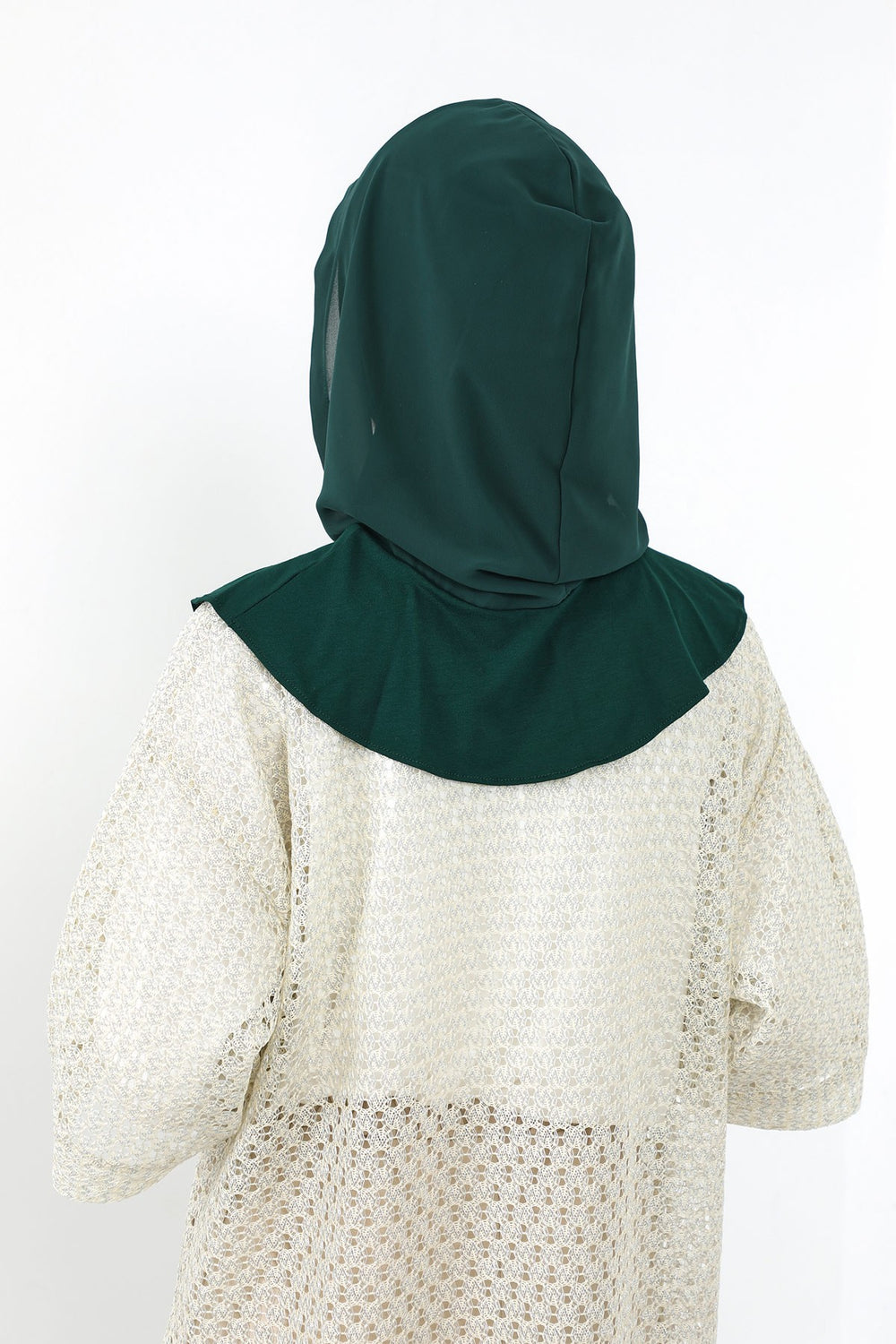 Neck-Covering Jersey Bonnet with Chiffon Hood, Full-Coverage Bonnet with Lightweight Chiffon Hood,B-95 Dark Green
