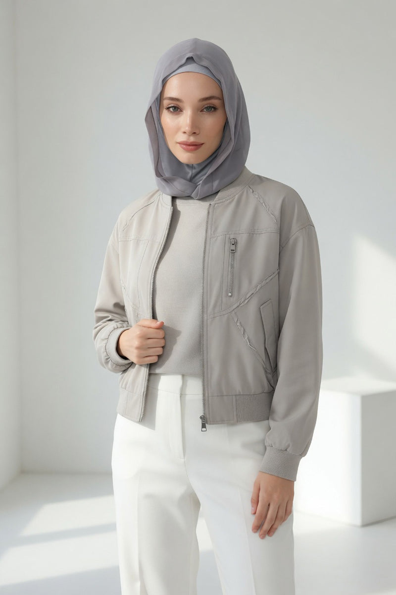 Neck-Covering Jersey Bonnet with Chiffon Hood, Full-Coverage Bonnet with Lightweight Chiffon Hood,B-95