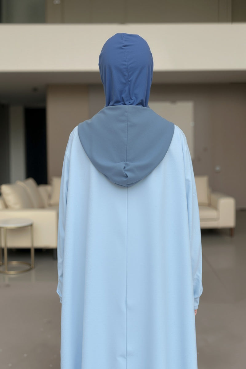 Neck-Covering Jersey Bonnet with Chiffon Hood, Full-Coverage Bonnet with Lightweight Chiffon Hood,B-95