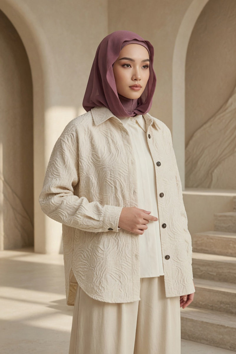 Neck-Covering Jersey Bonnet with Chiffon Hood, Full-Coverage Bonnet with Lightweight Chiffon Hood,B-95