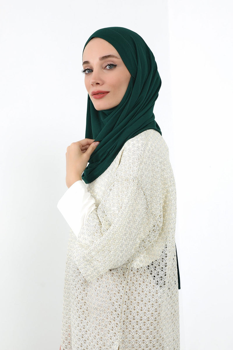 Neck-Covering Jersey Hijab with Built-In Niqab and Undercap, Premium Jersey Hijab with Integrated Bonnet and Face Veil,PS-58