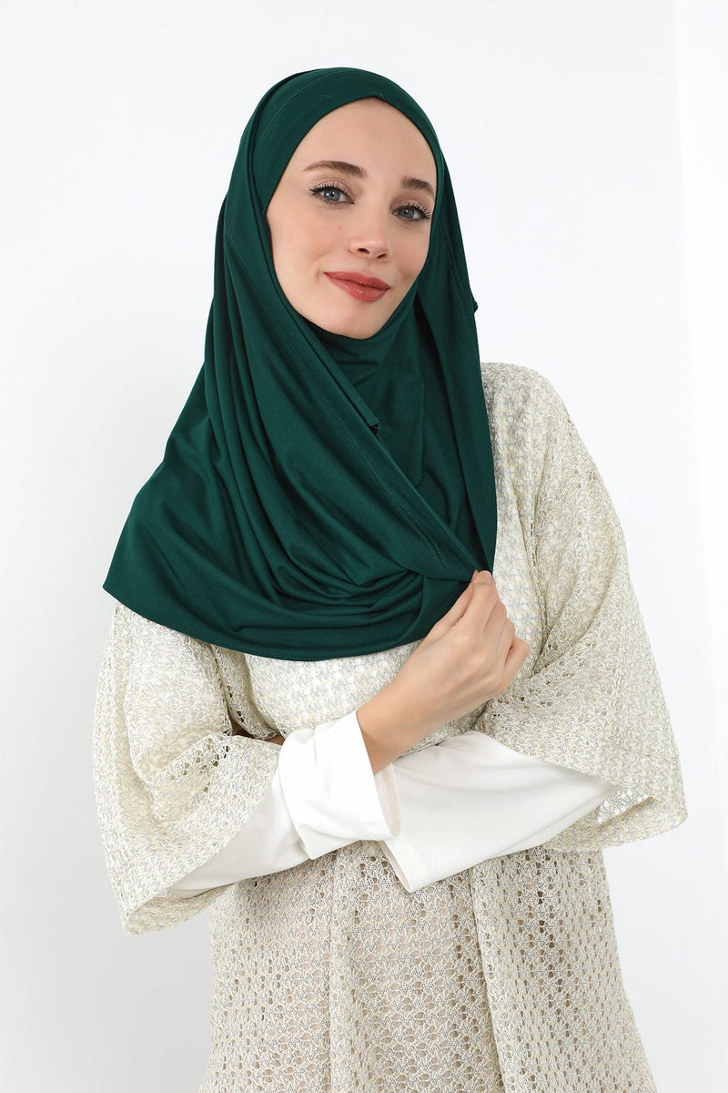 Neck-Covering Jersey Hijab with Built-In Niqab and Undercap, Premium Jersey Hijab with Integrated Bonnet and Face Veil,PS-58