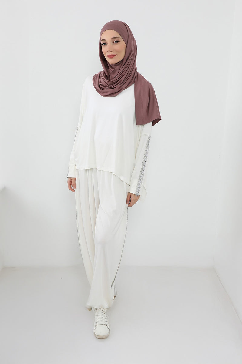 Neck-Covering Jersey Hijab with Built-In Niqab and Undercap, Premium Jersey Hijab with Integrated Bonnet and Face Veil,PS-58