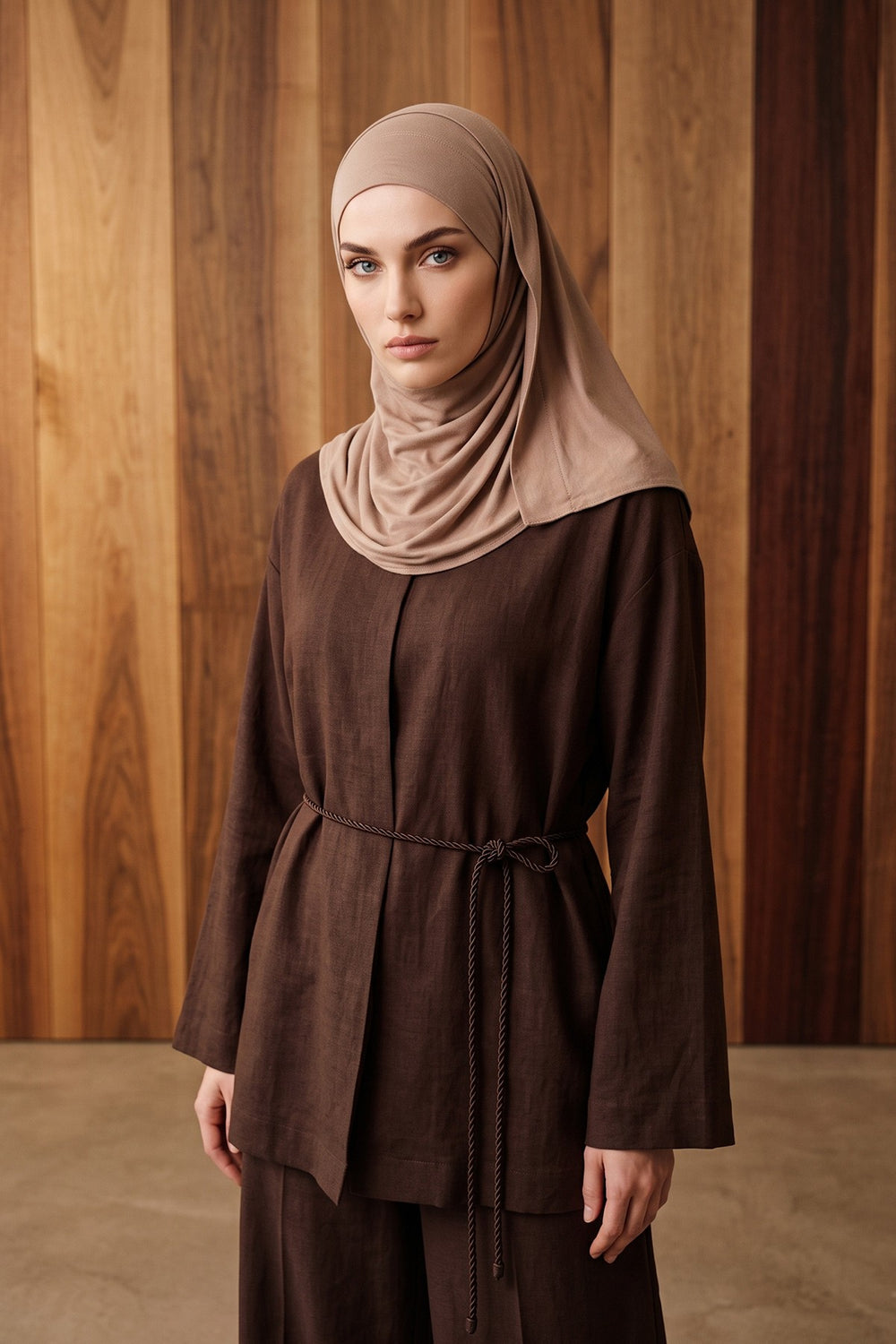 Neck-Covering Jersey Hijab with Built-In Niqab and Undercap, Premium Jersey Hijab with Integrated Bonnet and Face Veil,PS-58