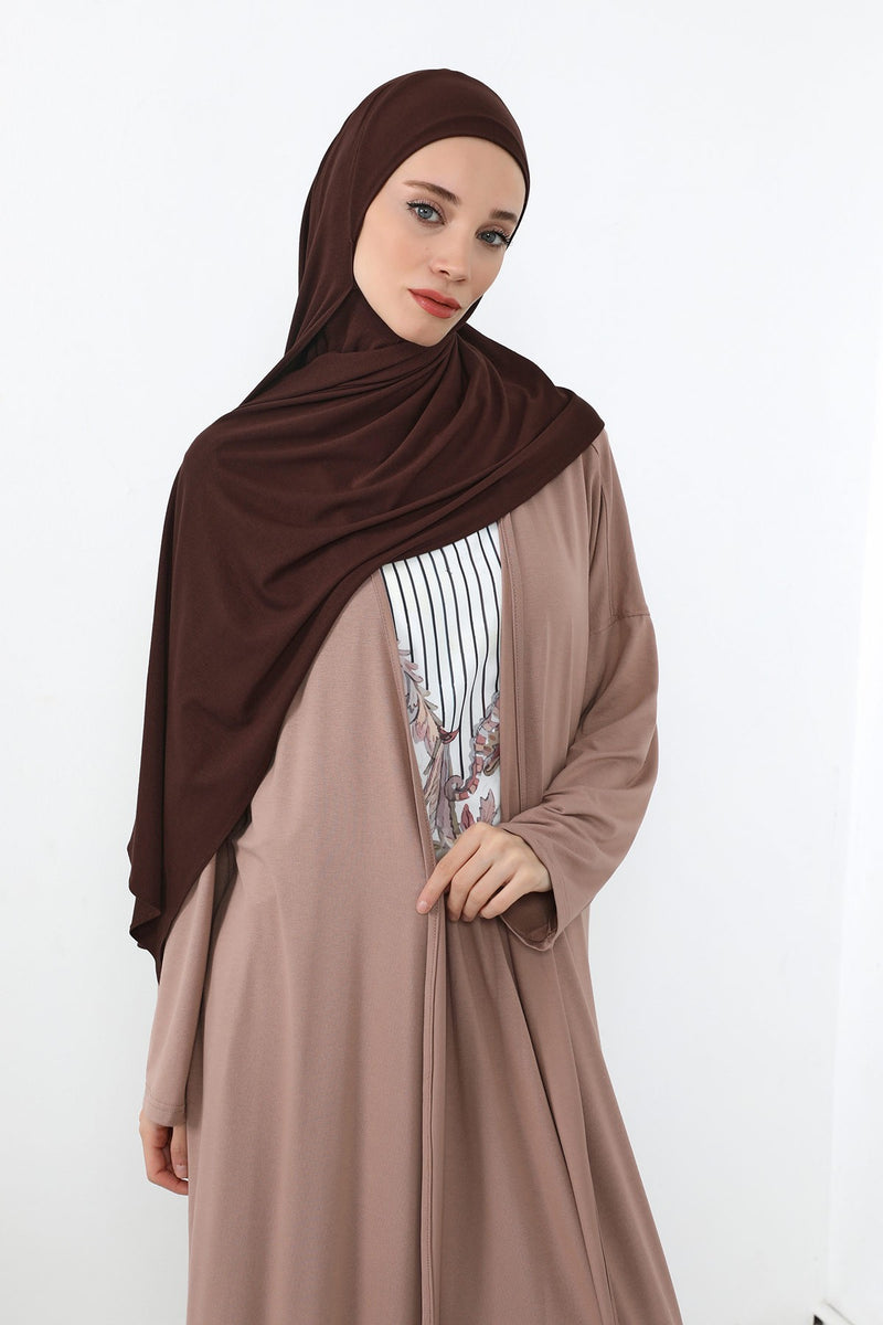 Neck-Covering Practical Jersey Hijab with Built-In Ninja Bonnet, Ready-to-Wear Hijab – Stretch Jersey Design with Integrated Undercap,PS-59