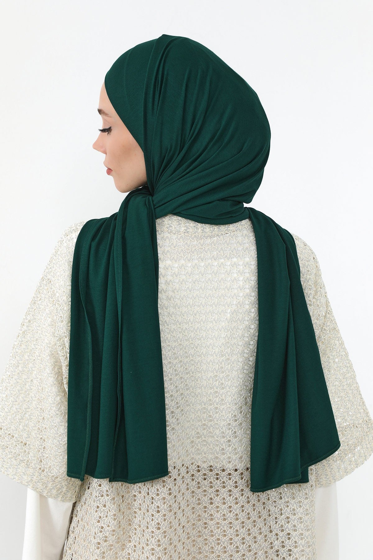 Neck-Covering Practical Jersey Hijab with Built-In Ninja Bonnet, Ready-to-Wear Hijab – Stretch Jersey Design with Integrated Undercap,PS-59 Green