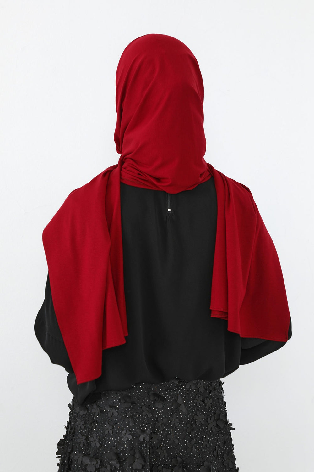 Neck-Covering Practical Jersey Hijab with Built-In Ninja Bonnet, Ready-to-Wear Hijab – Stretch Jersey Design with Integrated Undercap,PS-59 Maroon