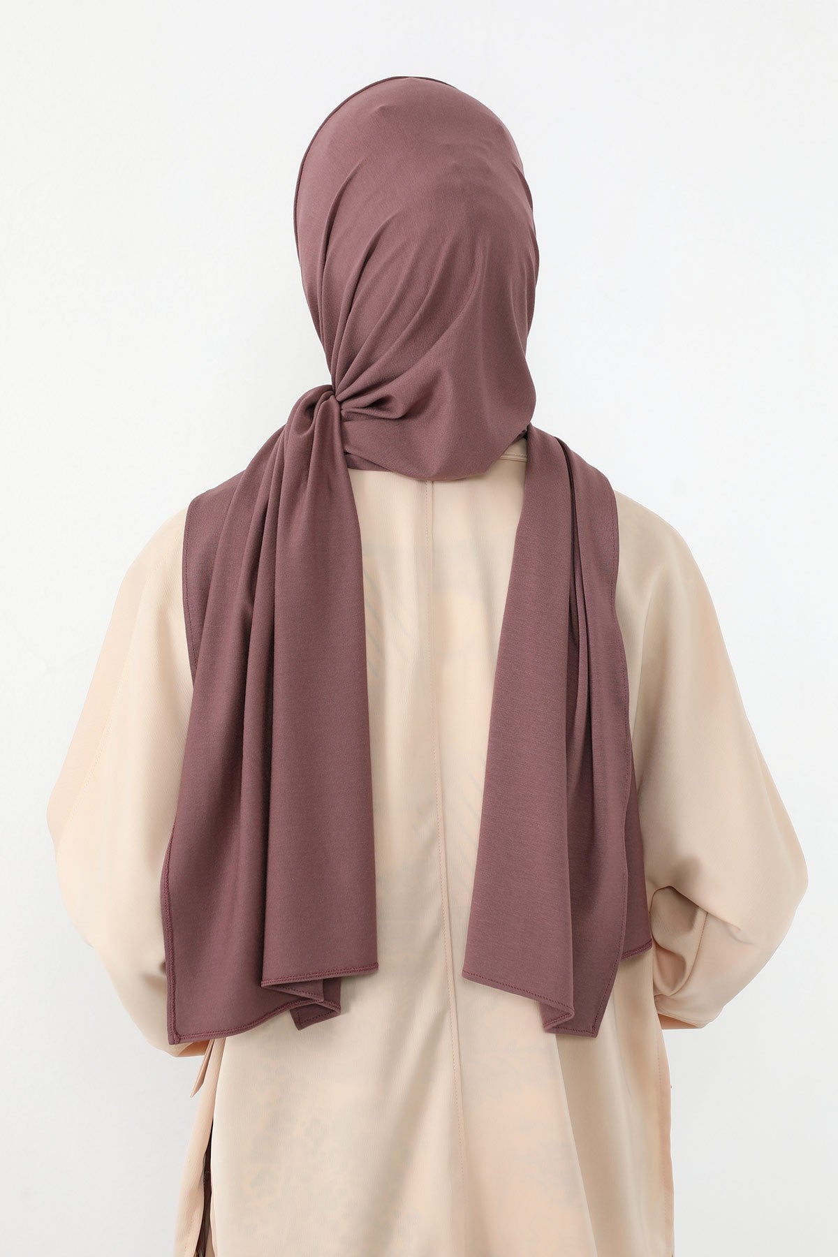 Neck-Covering Practical Jersey Hijab with Built-In Ninja Bonnet, Ready-to-Wear Hijab – Stretch Jersey Design with Integrated Undercap,PS-59 Dusty Rose