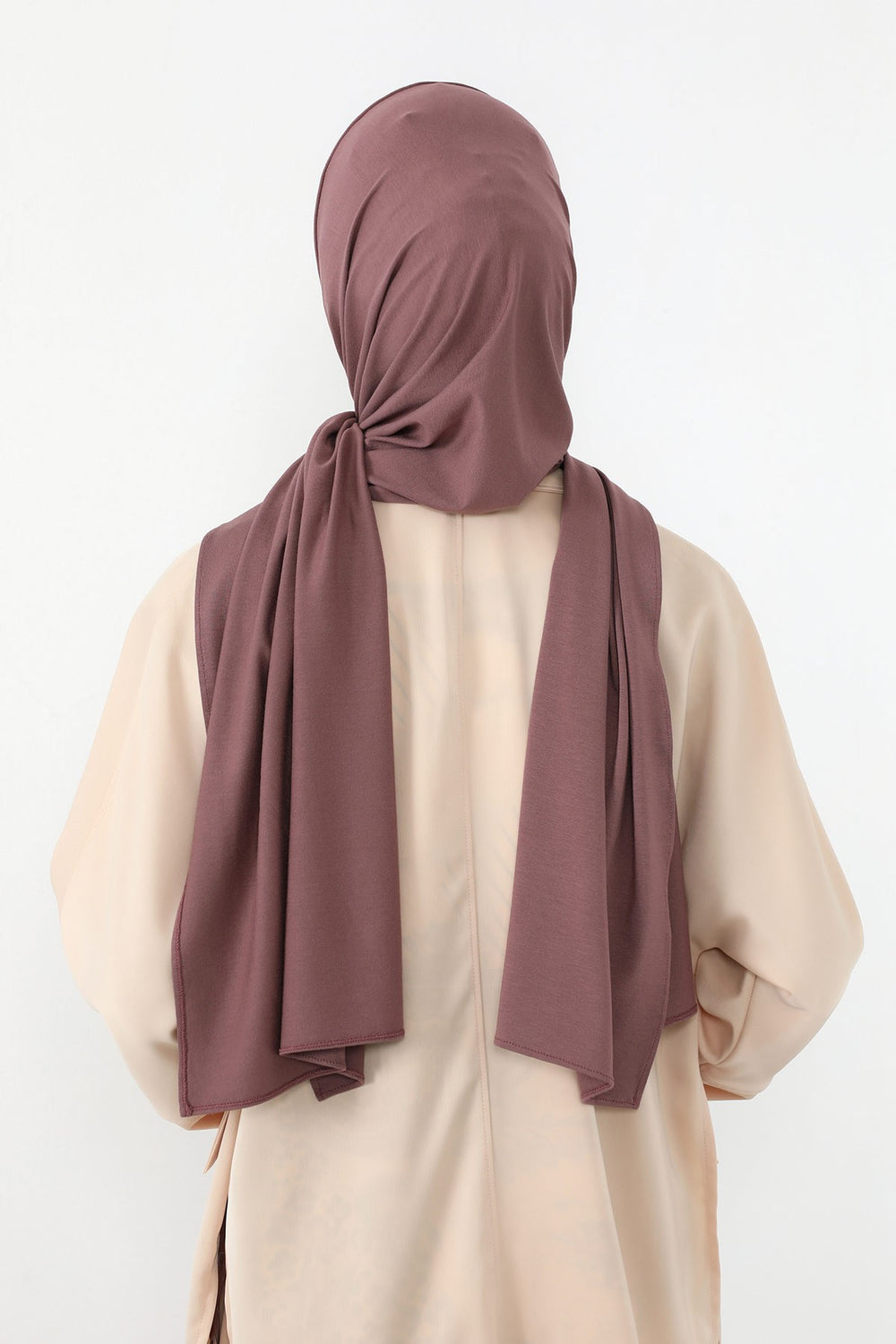 Neck-Covering Practical Jersey Hijab with Built-In Ninja Bonnet, Ready-to-Wear Hijab – Stretch Jersey Design with Integrated Undercap,PS-59 Dusty Rose