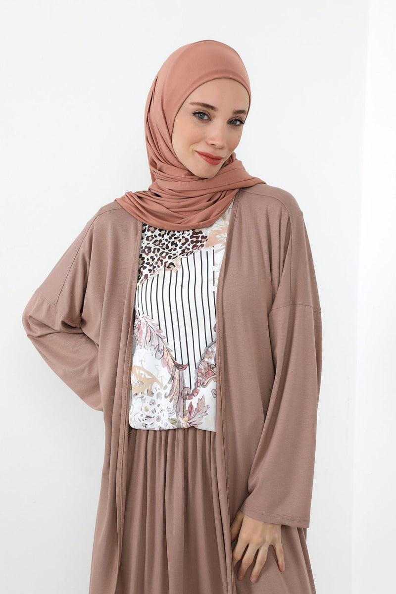 Neck-Covering Practical Jersey Hijab with Built-In Ninja Bonnet, Ready-to-Wear Hijab – Stretch Jersey Design with Integrated Undercap,PS-59