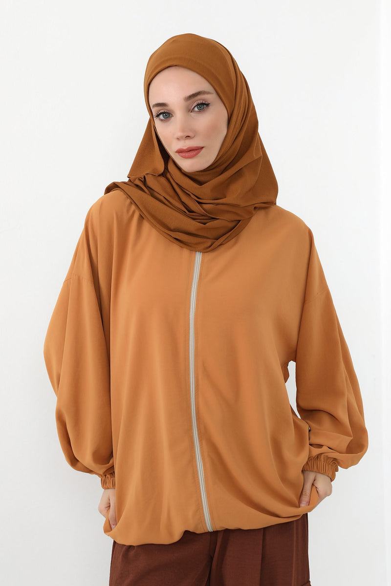 Neck-Covering Practical Jersey Hijab with Built-In Ninja Bonnet, Ready-to-Wear Hijab – Stretch Jersey Design with Integrated Undercap,PS-59