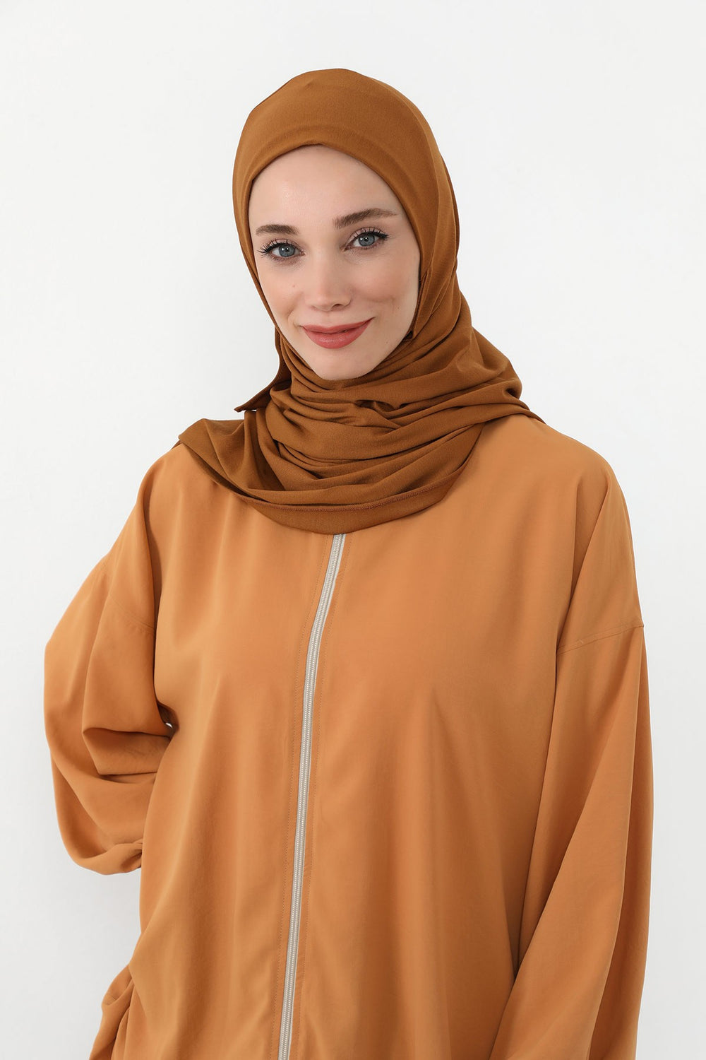Neck-Covering Practical Jersey Hijab with Built-In Ninja Bonnet, Ready-to-Wear Hijab – Stretch Jersey Design with Integrated Undercap,PS-59 Dark Mustard