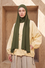 Neck-Covering Practical Jersey Hijab with Built-In Ninja Bonnet, Ready-to-Wear Hijab – Stretch Jersey Design with Integrated Undercap,PS-59