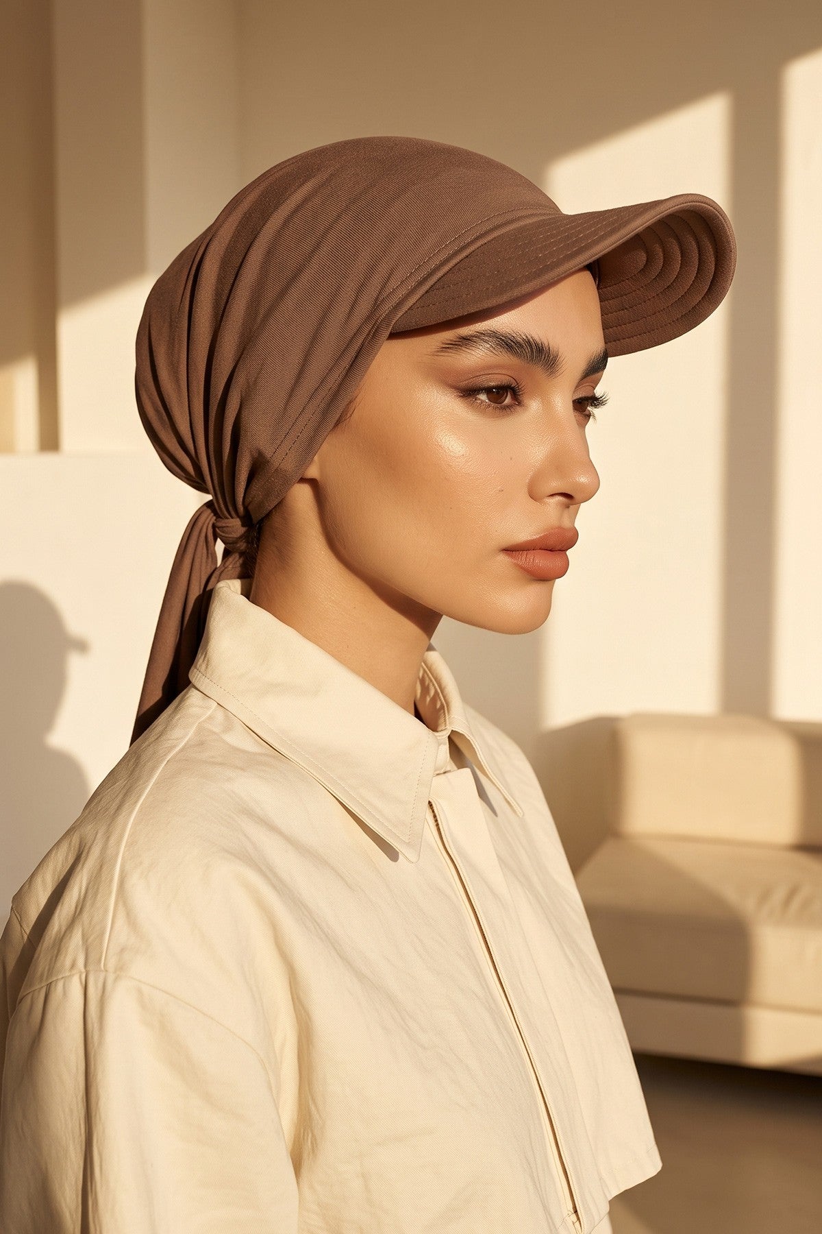 Newsboy Visor Bandana Cover for Elegant Look, Stylish Cotton Women Bandana, Comfortable and Easy Wrap Chemo Headwear Visor Bonnet Cap,B-40