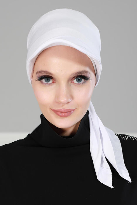 Newsboy Visor Bandana Cover for Elegant Look, Stylish Cotton Women Bandana, Comfortable and Easy Wrap Chemo Headwear Visor Bonnet Cap,B-40 White