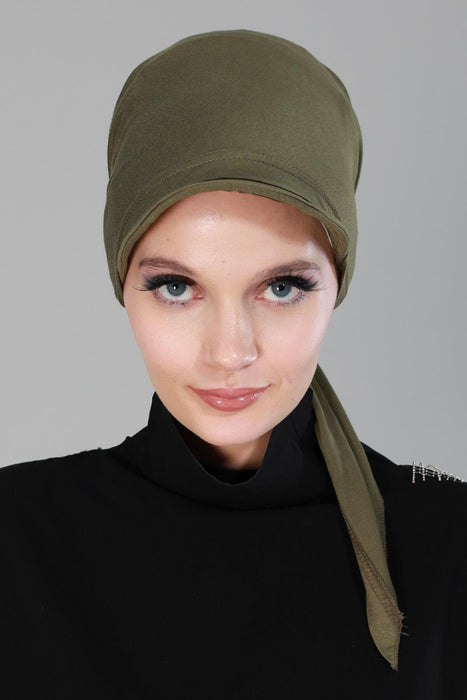 Newsboy Visor Bandana Cover for Elegant Look, Stylish Cotton Women Bandana, Comfortable and Easy Wrap Chemo Headwear Visor Bonnet Cap,B-40 Army Green