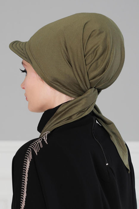 Newsboy Visor Bandana Cover for Elegant Look, Stylish Cotton Women Bandana, Comfortable and Easy Wrap Chemo Headwear Visor Bonnet Cap,B-40 Army Green