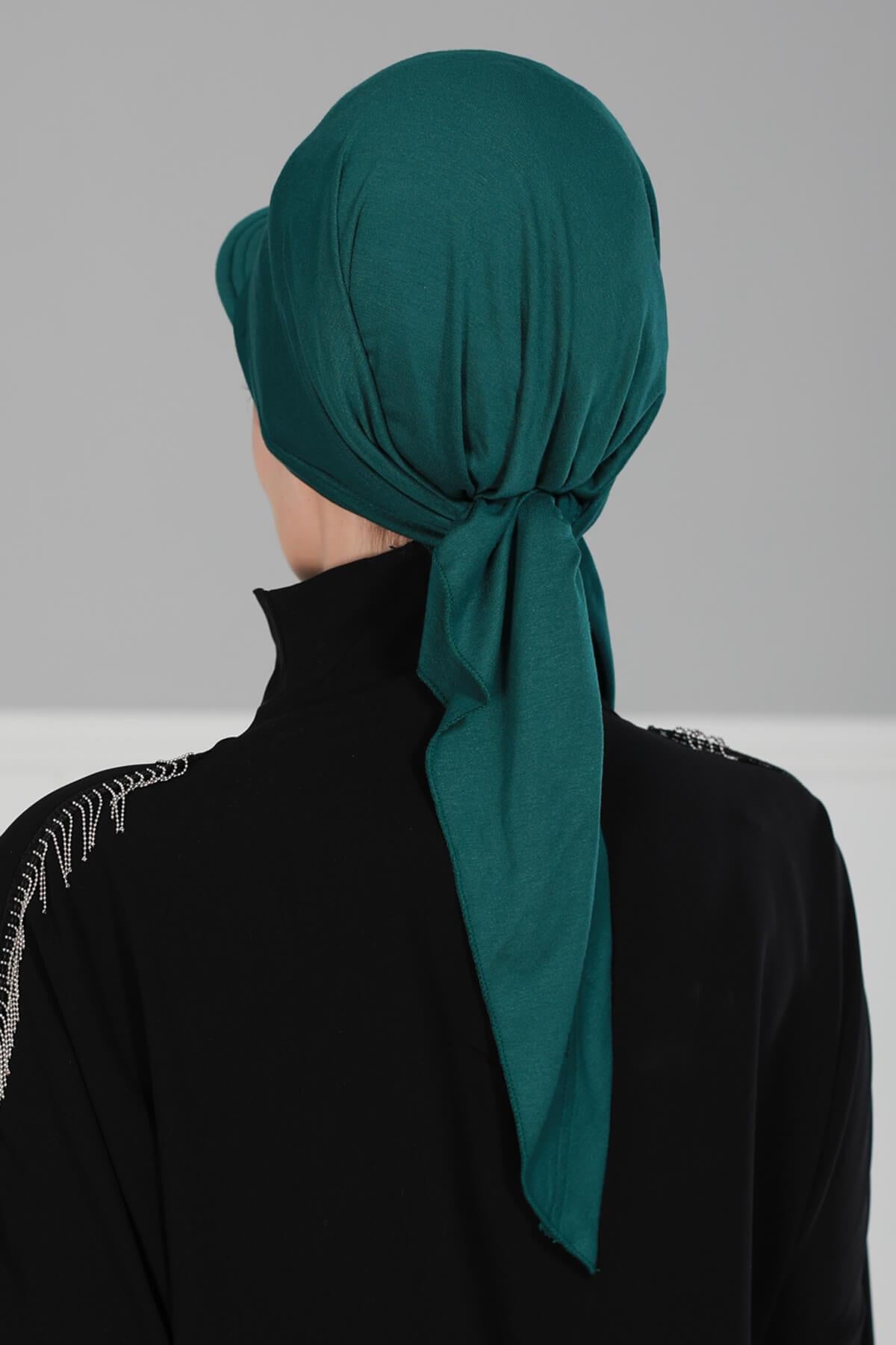Newsboy Visor Bandana Cover for Elegant Look, Stylish Cotton Women Bandana, Comfortable and Easy Wrap Chemo Headwear Visor Bonnet Cap,B-40 Green